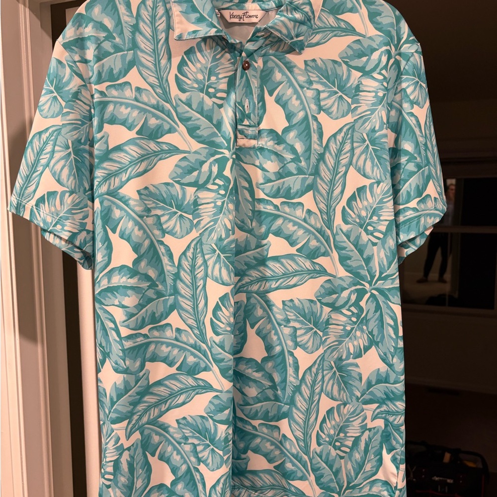 Men's Teal Leaf Print Shirt